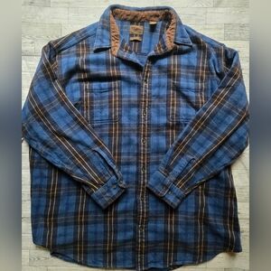 St. John’s Bay Blue and Brown Plaid Casual Button Down Shirt